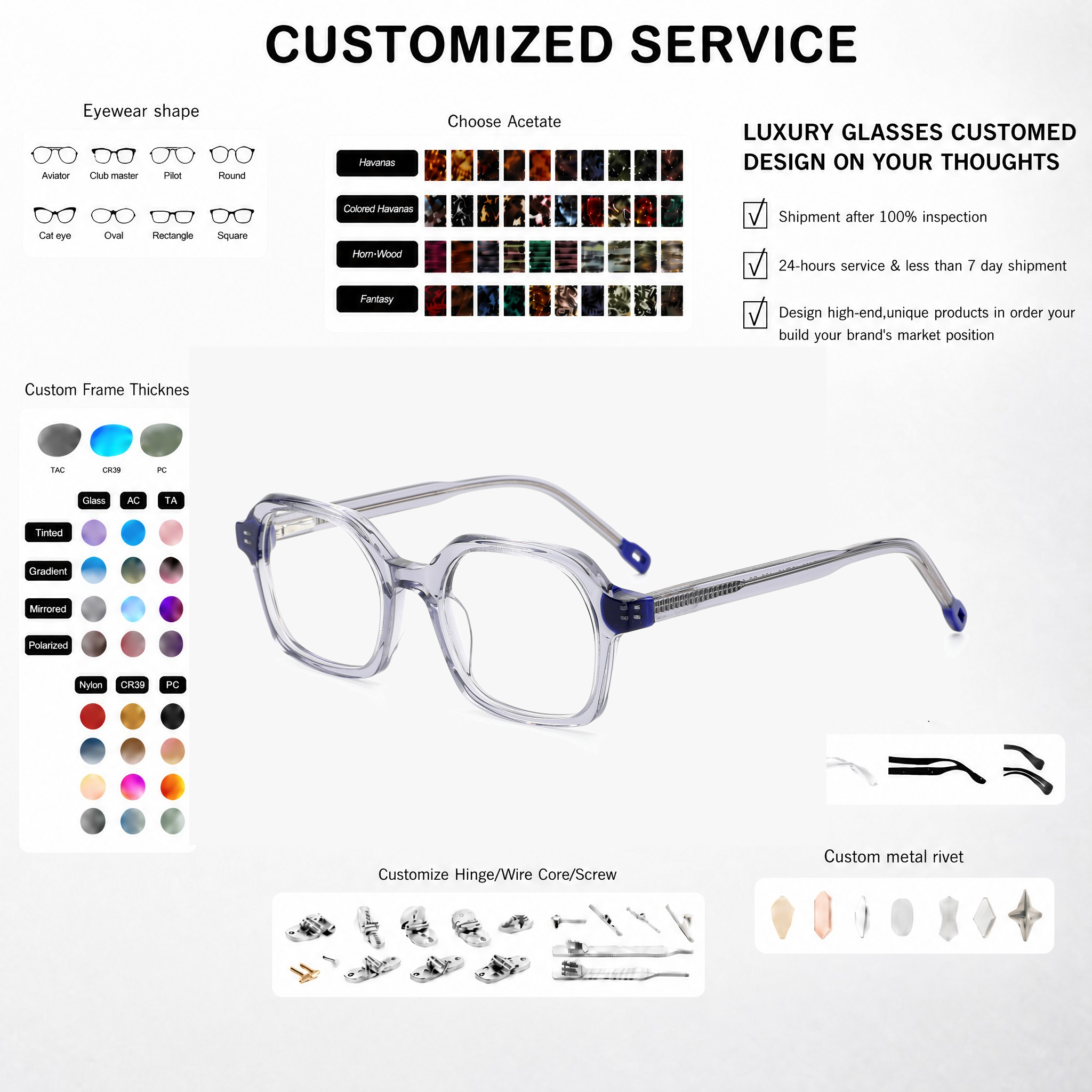 Customization Factory Wholesale High-end Children Acetate Optical Glasses Durable Kids Eyeglasses Frames for Daily Wear OEM/ODM