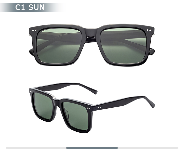 Ready Stock Polarized Light Weight Square Sunglasses Acetate Fiber Unisex Fashion Optical Frame With UV Protection