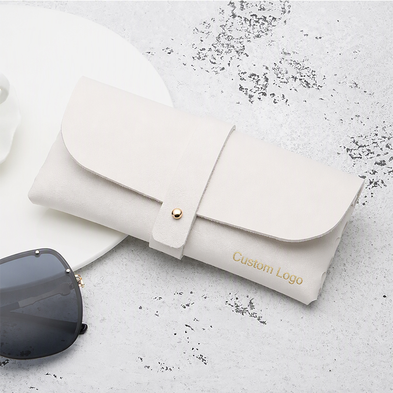 Factory Custom Logo Leather Sunglasses Case - Handmade Portable Eyeglasses Storage Box with Belt Strap