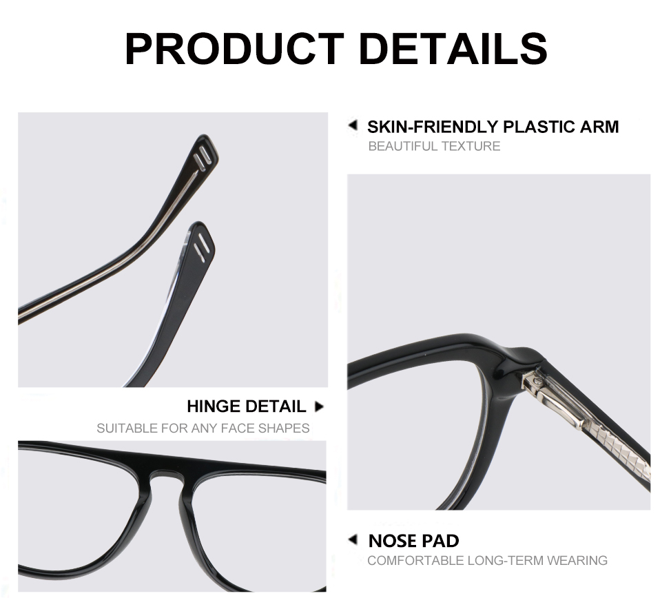 Manufacture Fashion Aviation Eyeglasses Acetate Pilot Optical Blue Light Blocking Glasses Acetate Glasses Frame for Men Women