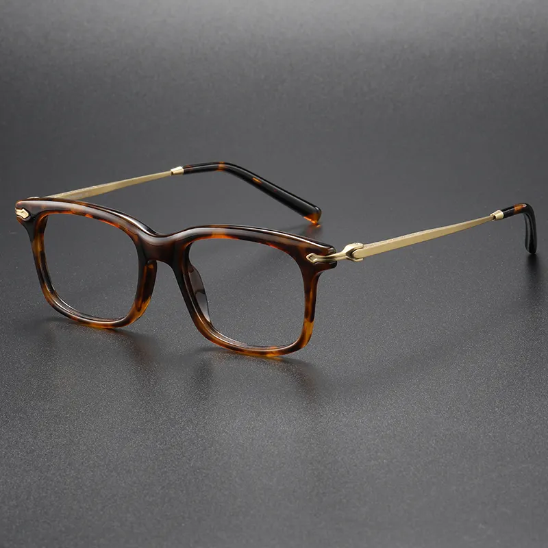 80852 Unisex Retro Business Rectangle Titanium Acetate Optical Eyewear Eyeglasses Transparent Spectacle Frame in Stock