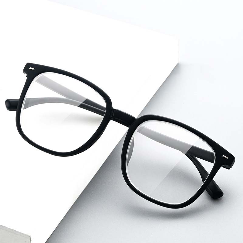 New Color-Changing PAISHEO Reading Glasses High-Value Slimming Square Black Thick Frame Professional Blue Light Blocking Unisex