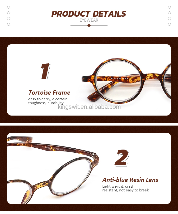 Classic Retro Slim Reading Glasses Small Round Tr90 Frame Light Eyewear for Wholesale