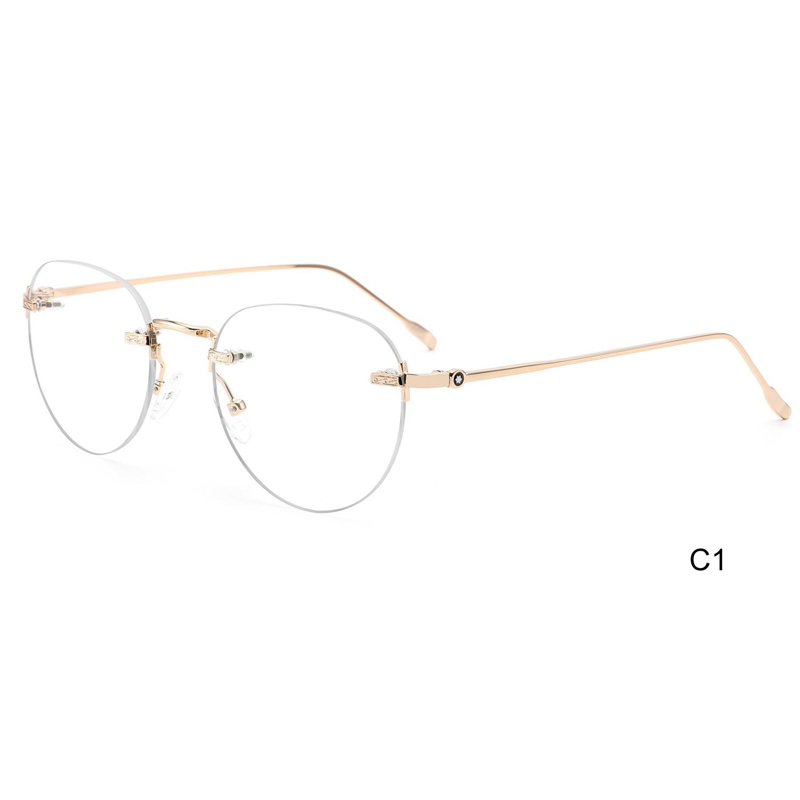 Model 25676 Aviation Rimless Optical Frames Metal Spectacles Frames for Men Women Prescription Frames Ready Stock Wholesale