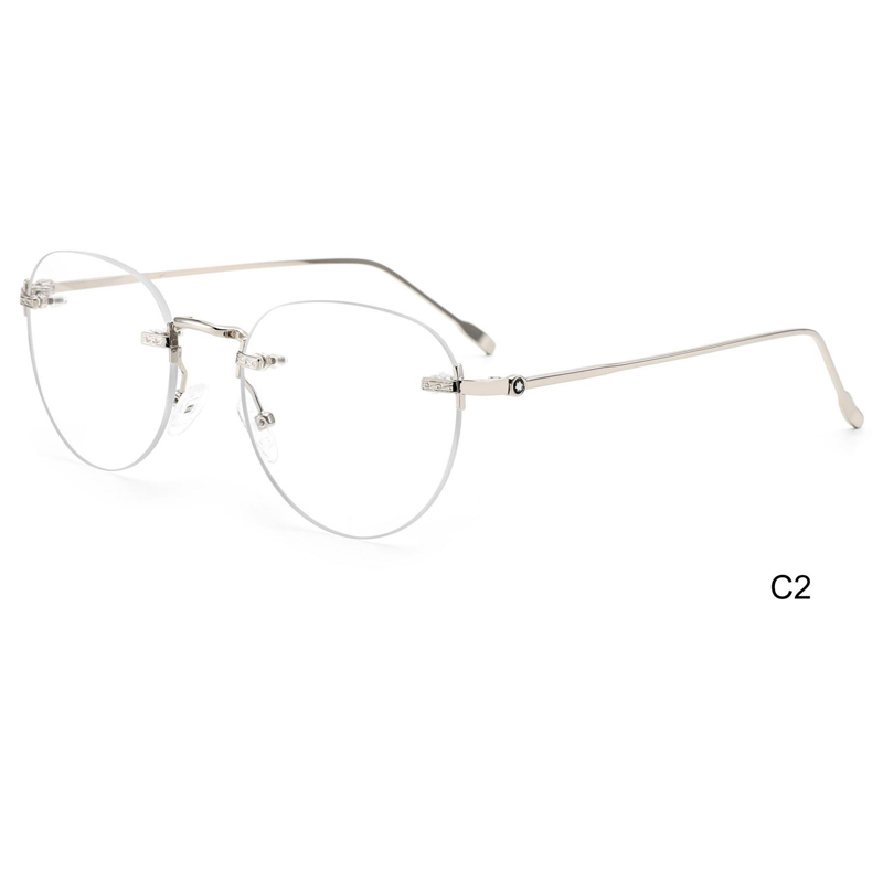 Model 25676 Aviation Rimless Optical Frames Metal Spectacles Frames for Men Women Prescription Frames Ready Stock Wholesale