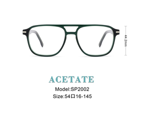 SP2002 Ready Stock Thick Acetate Aviator Frame with Metal Decoration Full Frame Optical Glasses for Men