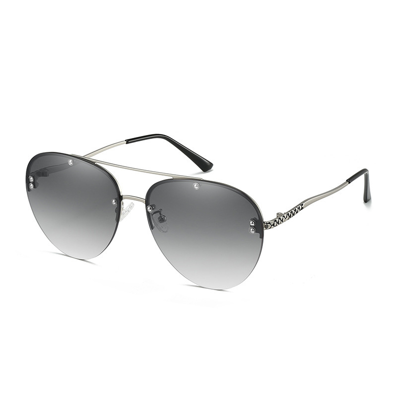 New UV400 Semi-rimless Double-bridge Sunglassessophisticated Unisex Design for Driving Sun protection Stylish Metal Frames