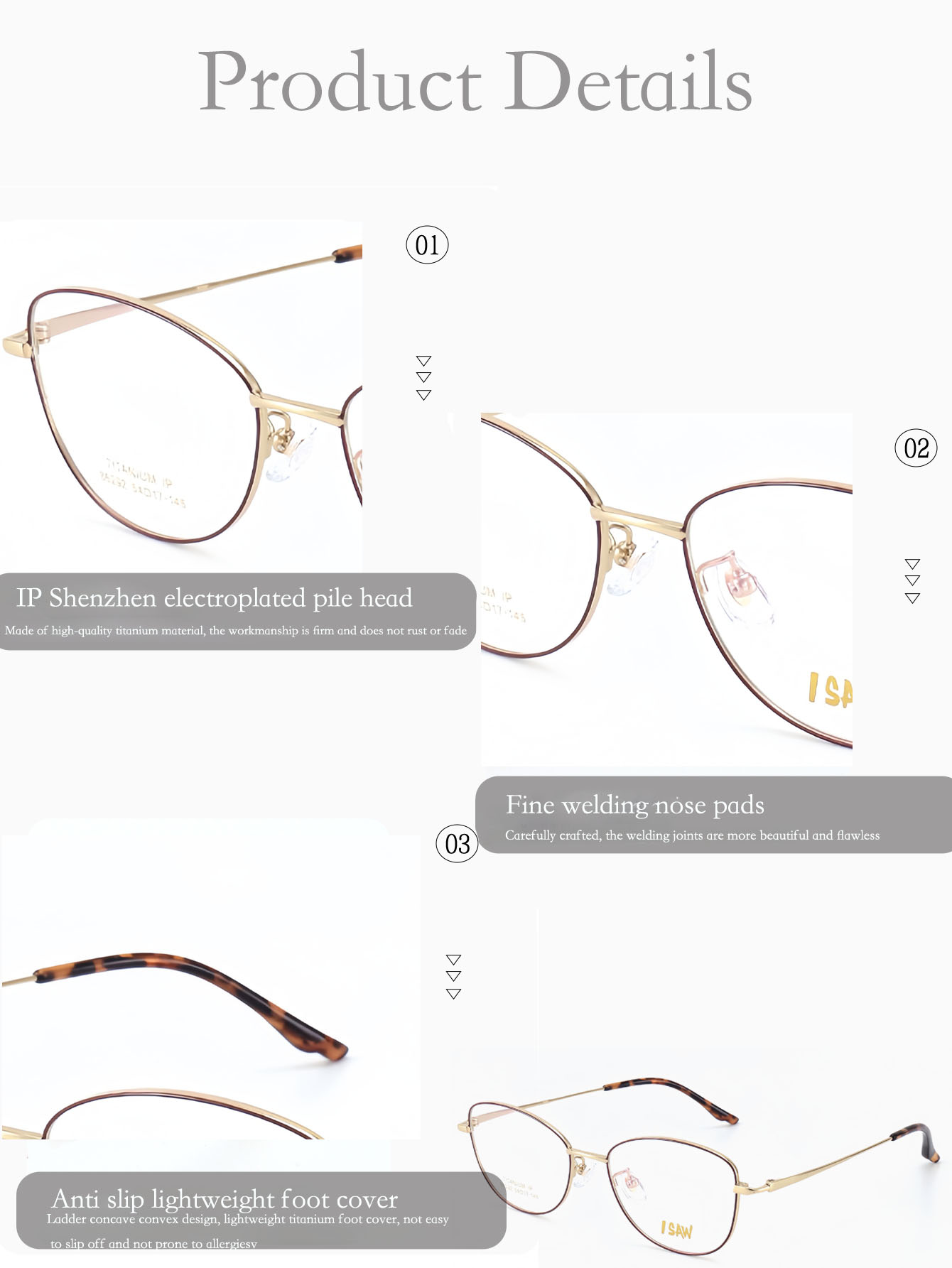 Beta Titanium Cat Eye Ultra-Light Eyeglass Frames IP Plating Multi-Color Solid Trendy Fashion New Myopia Eyeglasses for Men