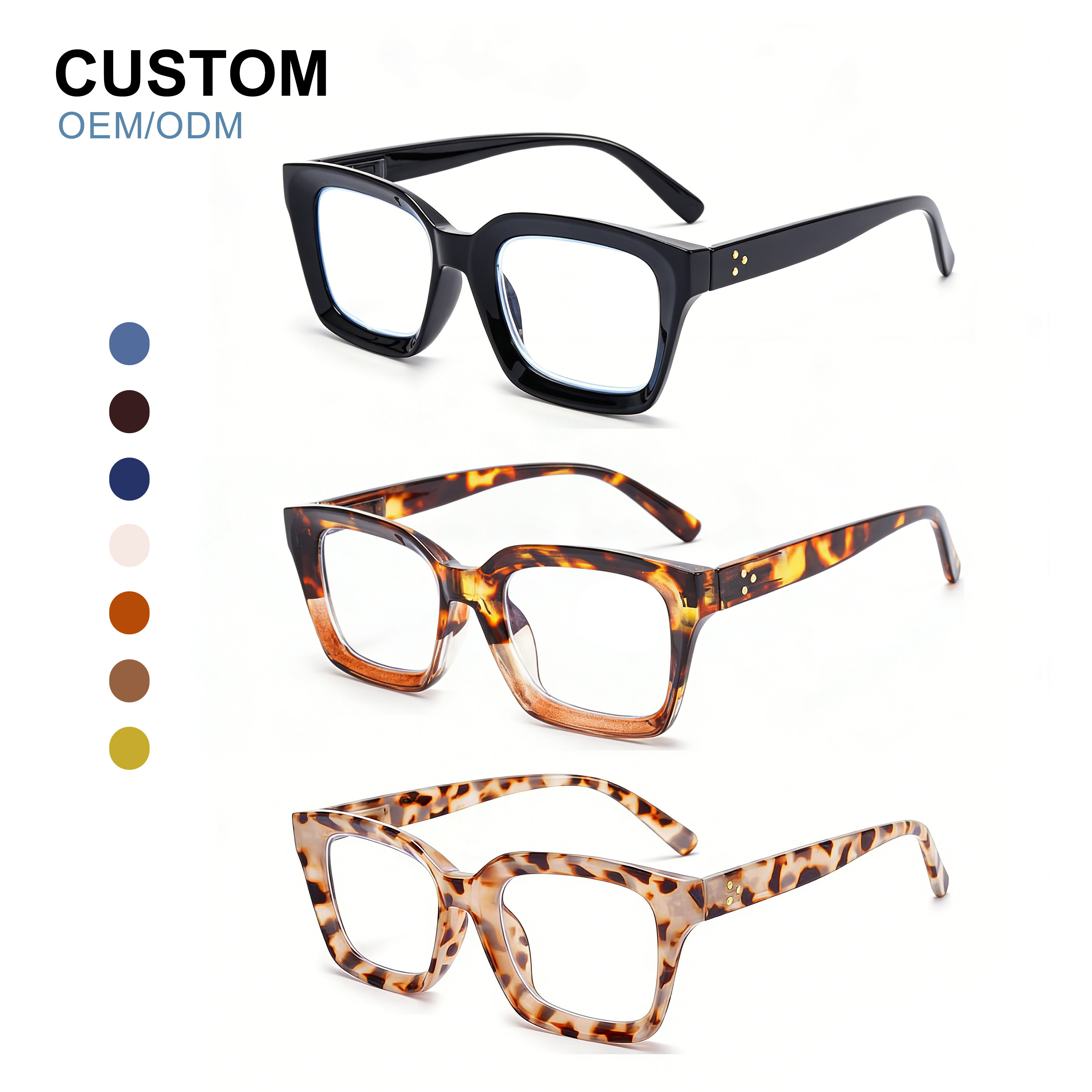 Personalized Wholesale Price Slim Fashion Square Frame Anti Blue Light Presbyopia Reading Glasses