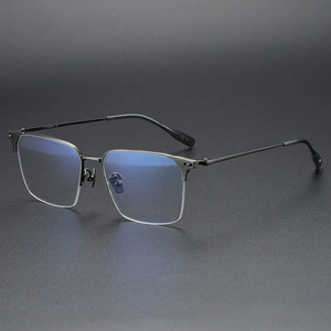81007 Unisex Pure 100% Titanium Rectangle Optical Eyewear Eyeglasses Men Women Semi-rimless Glasses Half-frame Spectacle Frame