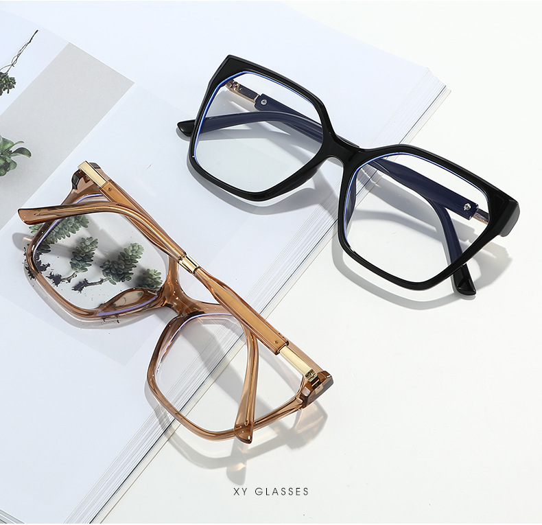 Oversized Square Geometric Modern Fashion Eyewear Trendy Style Accessory Anti Blue Light Spectacle Optical Eyeglass Frames