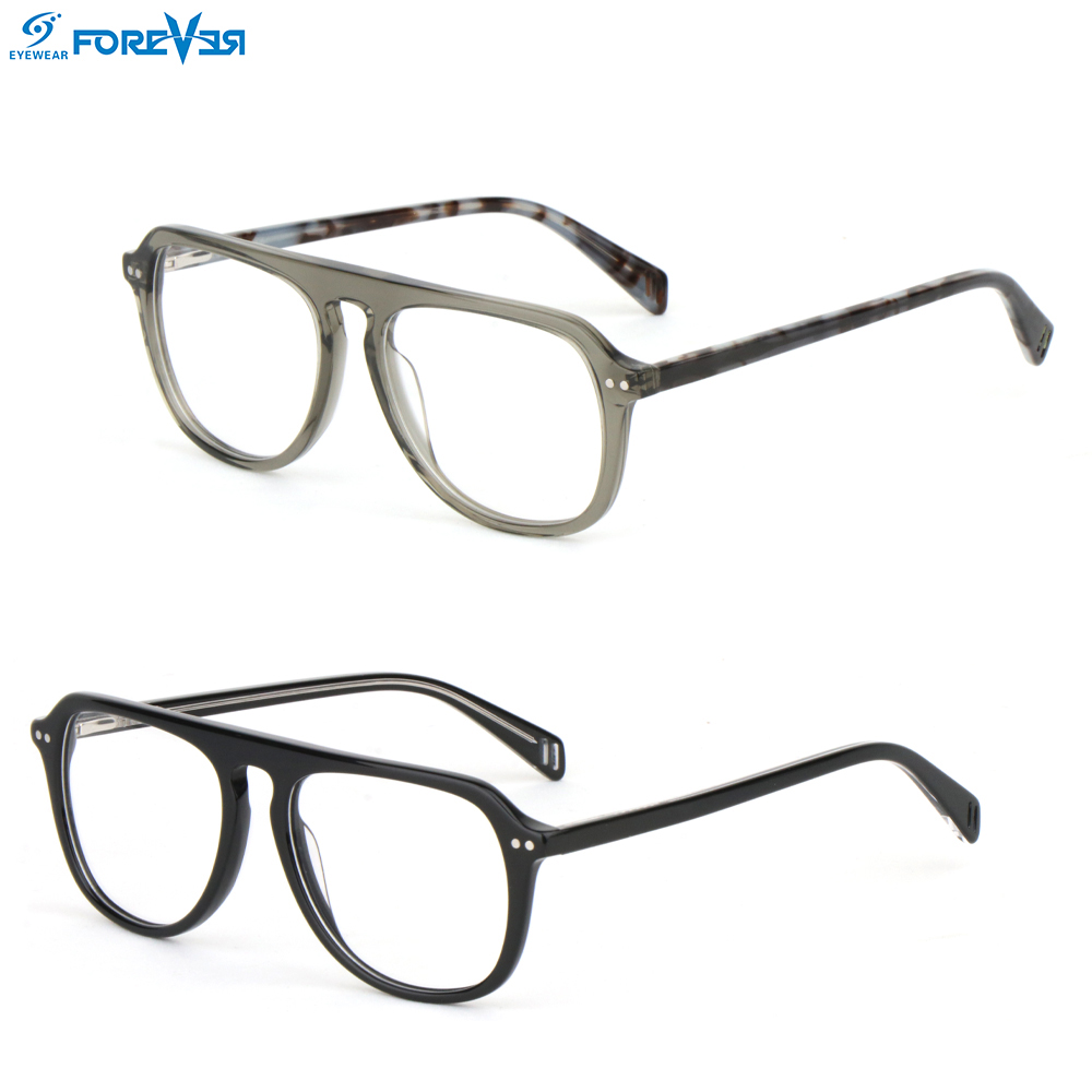 Manufacture Fashion Aviation Eyeglasses Acetate Pilot Optical Blue Light Blocking Glasses Acetate Glasses Frame for Men Women
