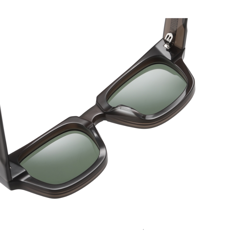 New Fashion Acetate Sunglasses Transparent Square Beveled Customizable Logo on Lens Black White Frames Premium Sunglasses